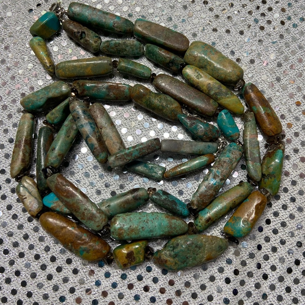 Triple strand Turquoise/ sterling silver necklace
